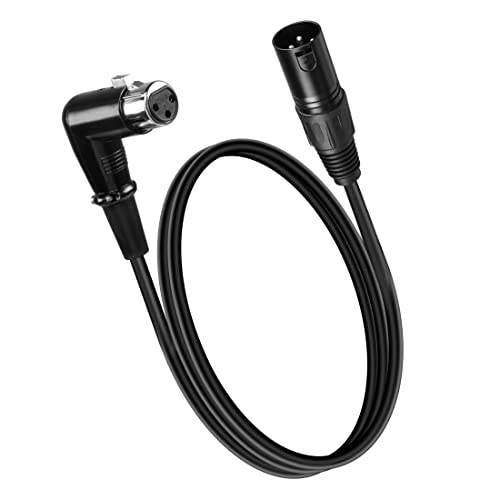 YACSEJAO XLR Microphone Right Angle Cable 3FT XLR Male to Female XLR 3Pin Mic Connector for Powered Speakers, Audio Interface or Mixer (90 Degrees XLR Female) - color: 90 Degrees XLR Female