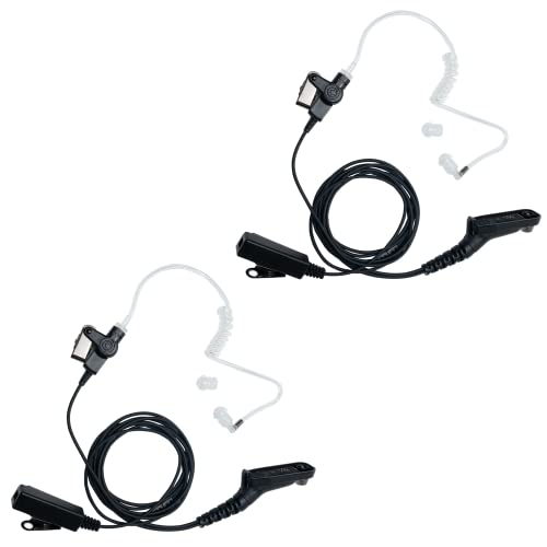 2-Wire Surveillance Headset Compatible with Motorola APX8000 2PCS | 2-pack clear acoustic tube surveillance headsets with PTT mic compatible with Motorola APX6000 XPR7550 XPR6550 radios