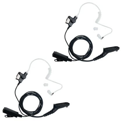 2-Wire Surveillance Headset Compatible with Motorola APX8000 2PCS | 2-pack clear acoustic tube surveillance headsets with PTT mic compatible with Motorola APX6000 XPR7550 XPR6550 radios
