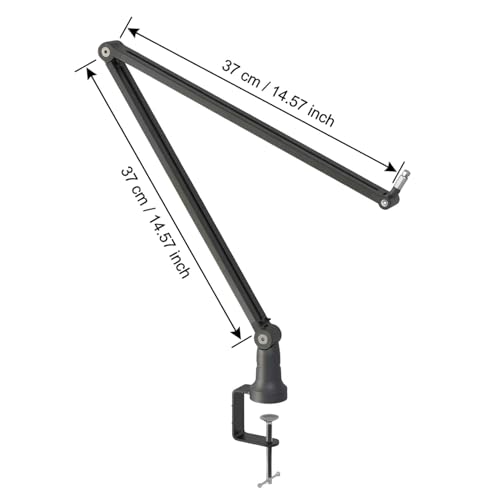 Professional Mic Arm Desk Mount Heavy Duty All Metal Microphone Boom Arm with Hidden Cable Management 360° Adjustable Mic Stand ideal for Studio Recording Streaming