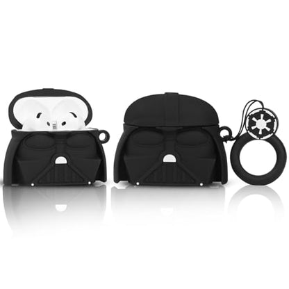 (2Pack+Cleaner Pen) XMBYGY Case for Apple AirPods 4th Generation Earbuds with Cleaning Pen Kit, Silicone Cute Charging Case Shockproof Protective Cover and Carabiner for AirPods 4 (BKSD+WTSD) - color: BKSD+WTSD