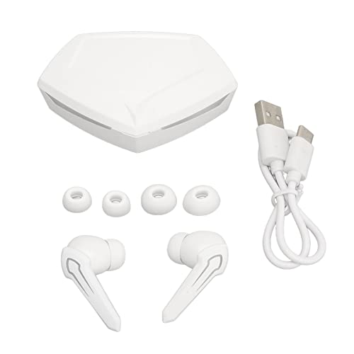 Keenso Low Latency Gaming Earbuds with Mic Wireless Headphones, Rich Bass, 5.2 Technology for Gaming Enthusiasts, ABS Material (White) - color: White