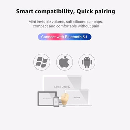 Single Bluetooth Wireless Earbud, Mini Invisible in-Ear Wireless Bluetooth Headphone 12 Hours Super Long Battery Life Suitable for Sports Work and Sleep- Beige - color: Beige