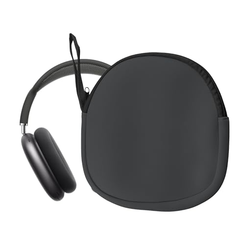 kwmobile Case for Apple AirPods Max/AirPods Max 2 Cover - Over Ear Headphone Storage Bag - Neoprene Headset Travel Pouch with Wrist Strap - Dark Grey - color: dark grey