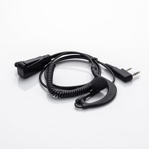Split-Wire Earpiece - Headset Surveillance with Mic Compatible with 2 Pin Walkie Talkie Two Way Radio