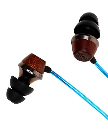 Symphonized ALN 2.0 Premium Genuine Wood In-ear Noise-isolating Headphones|Earbuds|Earphones with Innovative Shield Technology Cable and Mic (Metallic Blue) - color: Metallic Blue