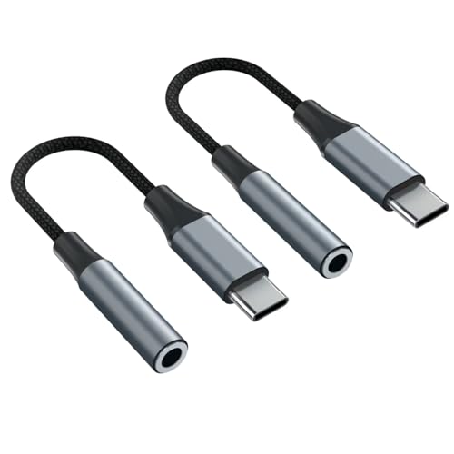 2pcs USB C to 3.5mm Female Headphone Jack Adapter - size: 4.6 IN-2PCS