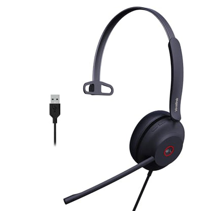 Yealink UH37 USB Headset with Microphone for PC Laptop - Headphones with Noise Cancelling Microphone for Computer,On-Ear Wired Office Call Center Headset Mono | Single Ear Wired Headphones with Noise Cancelling Microphone for Home Office Call Center On-Ea