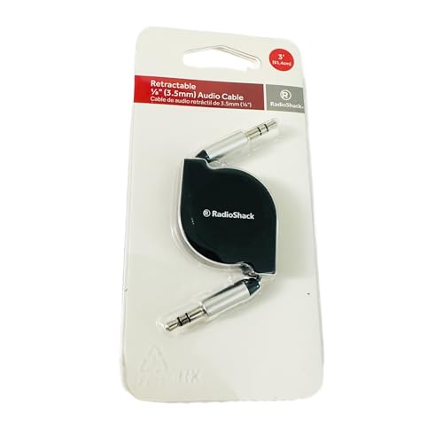 Retractable AUX 3.5mm 1/8-Inch Audio Cable 3 Feet (Male-to-Male)