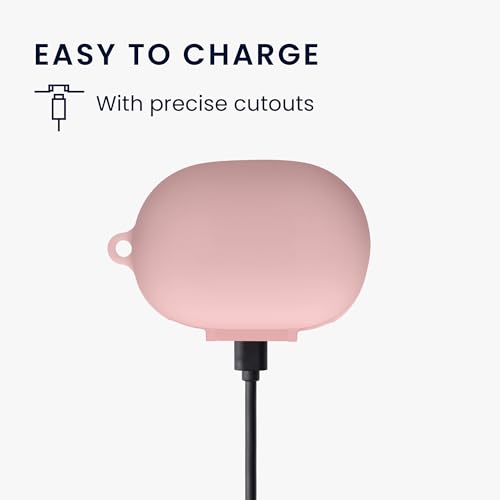 kwmobile Cover for Bose QuietComfort Earbuds Case - Silicone Cover for Earbuds Charging Case - Protective Headphone Holder with Carabiner Clip - Dusty Pink - color: dusty pink