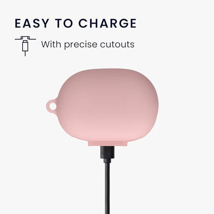 kwmobile Cover for Bose QuietComfort Earbuds Case - Silicone Cover for Earbuds Charging Case - Protective Headphone Holder with Carabiner Clip - Dusty Pink - color: dusty pink