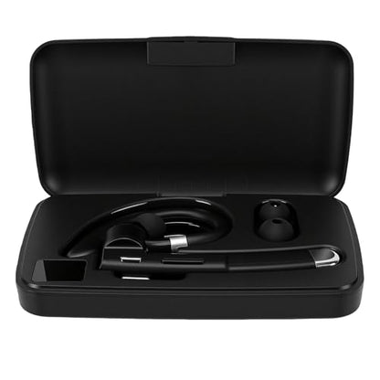 Wireless Headset Single Ear Earpiece with Noise Cancelling Mic IPX7 180H Standby 10H Talk Time Charging Case LED Display for Trucker Driver Bus (Bluetooth Headset)