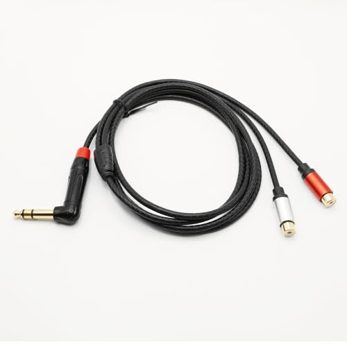 1/4 inch to Dual RCA Audio Cable 5.9ft, Gold Plated Right Angle 6.35mm Quarter inch Male TRS Stereo Plug to 2 RCA Phono Female Audio Y Splitter Cable,1.8m - size: 1.8M/5.9ft