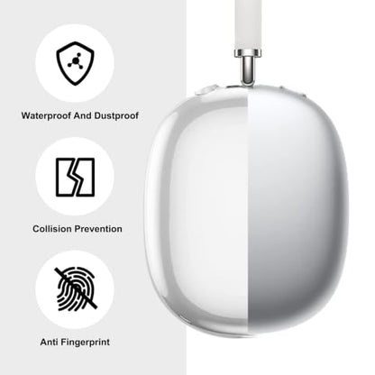 MOLOPPO Case Cover for AirPods Max, Clear Purple, 2 Set | Soft TPU, Anti-Scratch, Ultra Protective, Transparent - color: Clear+Ear Clear