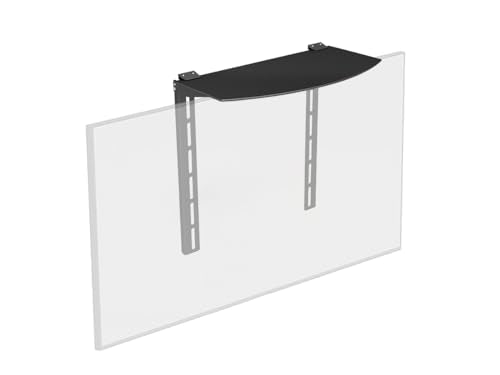 Monoprice TV Mounted Glass Shelf, Allows Above or Below TV Mounting of Blu-Ray Player, Cable Box, Game Console, Streaming Device, Soundbar, or Center Speaker (Max 22 lbs, VESA 400x300) Black