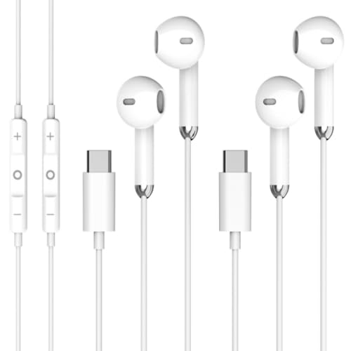 USBC Headphones for iPhone 17 16 15，for Apple Headphones Wired with Mic | 2 Pack Wired Earbuds With Remote Control [Clear Call], Wired Ear Buds USB C Earphones for Galaxy S26 S25,ipad