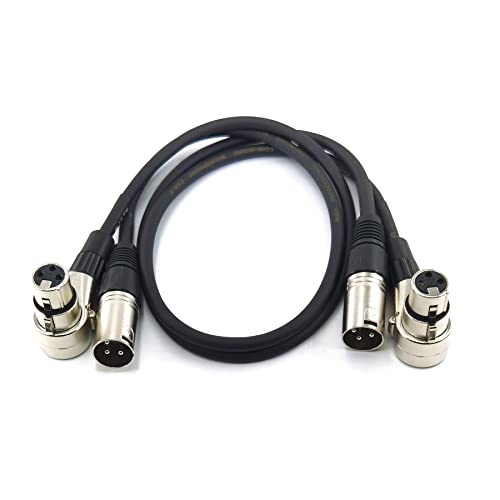 WJSTN Right-Angle Female to Straight Male XLR Cable 2FT, XLR Microphone Audio Extension Cord for Camera, Mixer, Audio Interface - size: 2FT