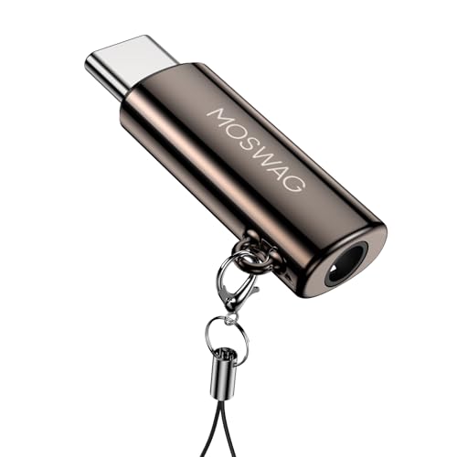 MOSWAG USB C to 3.5mm Audio Headphone Adapter, Typc C to 3.5mm Aux Adapter Zinc Alloy Adapter Compatible with Samsung GalaxyS23 S22 S21 S20 S10 Plus, Ultra S21+, Pixel 7/6, Pad Pro 6 | Hi-Fi Audio Converter and Microphone in Zinc Alloy High Resolution Com