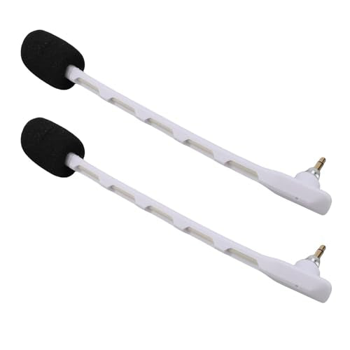 Yunseity 2pcs Replacement Microphones for Astro TR Headset Detachable Boom Mic with Noise Cancelling Clear Sound Gold Plated 3.5mm Plug (White) - color: White