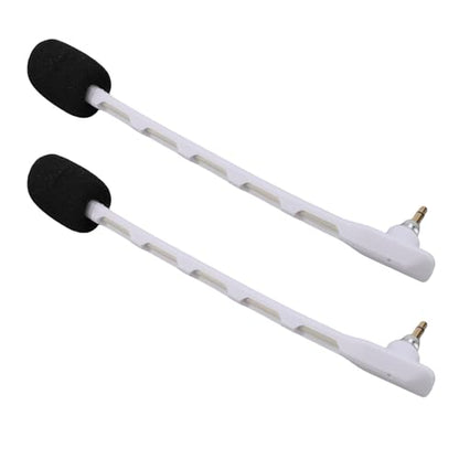 Yunseity 2pcs Replacement Microphones for Astro TR Headset Detachable Boom Mic with Noise Cancelling Clear Sound Gold Plated 3.5mm Plug (White) - color: White