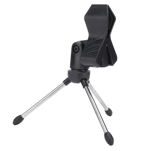 HERCHR Desk Mic Stand, Desktop Microphone Stand Adjustable Mic Stand Foldable Tripod Desk Mic Portable Mic Table Stand Mic Tripod Stand Desk Mic Mount for Online Broadcasting Chatting Singing