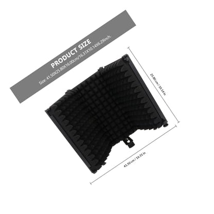 Cabilock Portable Folding Microphone Isolation Shield with Three Panels Combination and Adjustable Angle, Black Mic Windproof Sound Absorber Panel for Studio and Personal Recording