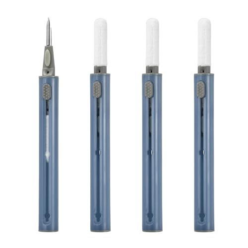 4PCS Earphone Cleaner Kit - Ultra Portable Multi-Function Cleaner Kit Soft Brush for Bluetooth Earphones Case Cleaning Tools, Dark Blue - color: Dark Blue
