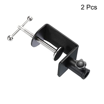 PATIKIL 0.49" Hole Dia. Desk Clamp, 2 Pcs Aluminum Alloy Universal Adjustable C-Clamp Mount Holder for Microphone Mic Arm Table Lamp, Black - color: Black