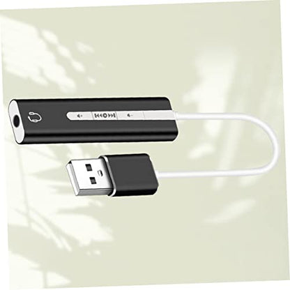 OSALADI USB External Sound Card with Surround Sound for Mic and Earphone Adjustable Volume for Computer Use Black