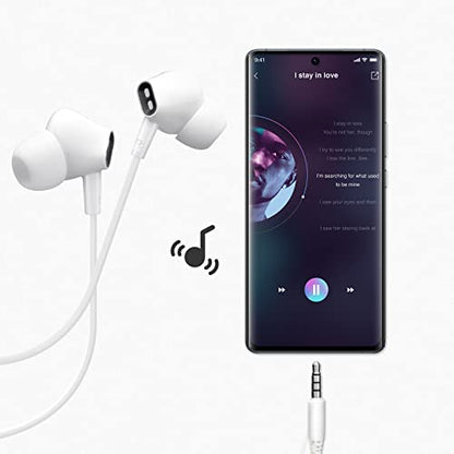Wired Earbuds Headphones for School with Microphone Noise Isolating Stereo Bass in-Ear Earphones – for Smartphones, Tablets, Schools, Ipads, Multiuse - 3.5mm Plug in Audio Jack - White - color: White