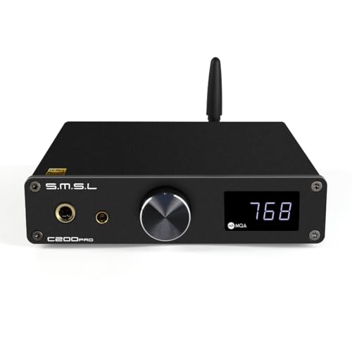 SMSL C200 PRO DAC Headphone Amplifier, ES9039Q2M XU-316 HiFi MQA DAC Amp, DSD512 32Bit/768kHz, Type C USB/Opt/Coax/Bluetooth to RCA/TRS/4.4mm/6.35mm Headphone Amps for Gaming PS5/Switch/PC
