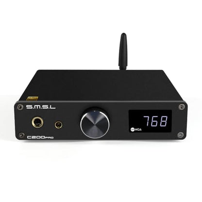 SMSL C200 PRO DAC Headphone Amplifier, ES9039Q2M XU-316 HiFi MQA DAC Amp, DSD512 32Bit/768kHz, Type C USB/Opt/Coax/Bluetooth to RCA/TRS/4.4mm/6.35mm Headphone Amps for Gaming PS5/Switch/PC