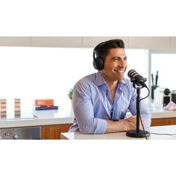 Rode PodMic Dynamic Podcasting Microphone, Bundle with Turnstile Audio Headphones, Microphone Stand, XLR M to F Cable 15'