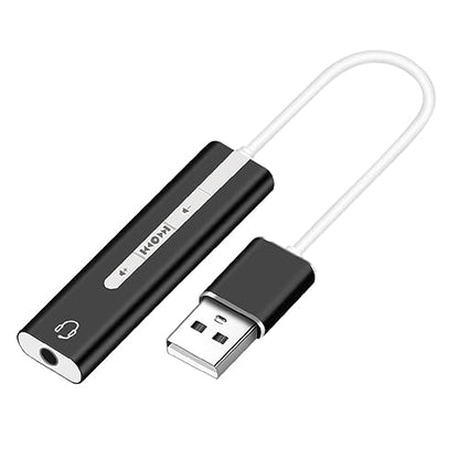 OSALADI USB External Sound Card with Surround Sound for Mic and Earphone Adjustable Volume for Computer Use Black