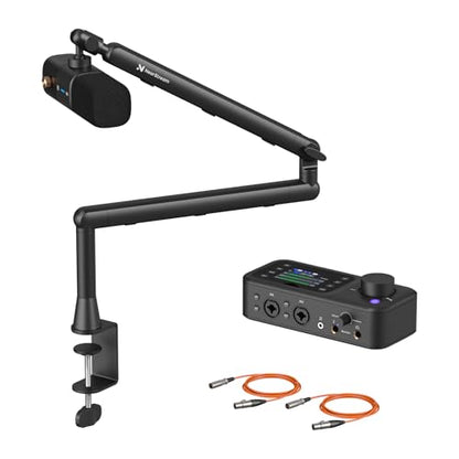 NearStream PodKit Solo Podcast Equipment Bundle | 1 Podcast Microphone, 1 Audio Interface, 1 Mic Boom Arm, 2 XLR Microphone Cable, for Podcast/Livestream/Sound Creation - style: PodKit Solo