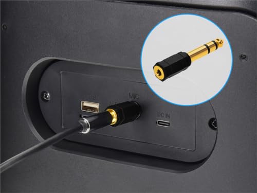 Monoprice 6.35mm (1/4 Inch) Male TRS Stereo Plug to 3.5mm (1/8 Inch) Female TRS Stereo Jack Adapter, Gold Plated, Black