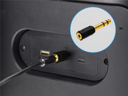 Monoprice 6.35mm (1/4 Inch) Male TRS Stereo Plug to 3.5mm (1/8 Inch) Female TRS Stereo Jack Adapter, Gold Plated, Black