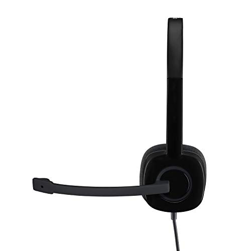 Logitech H151 Wired Headset Analog Stereo Headphones - Black | Analog headphones, rotating mic, 3.5 mm audio jack, in-line controls, compatible with PC, Mac, laptop, tablet, and smartphone