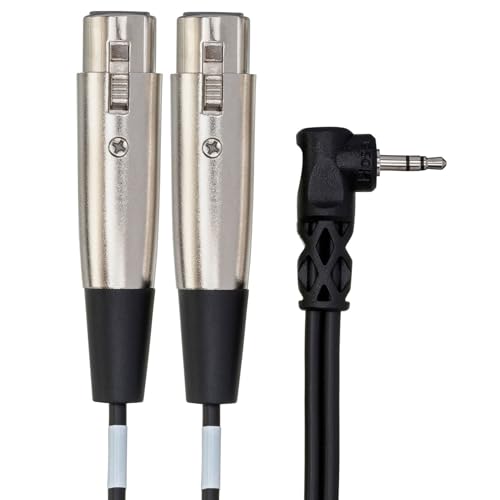 Hosa CYX-402F Microphone Cable - Dual XLR3 Female to Right-angle 3.5mm TRS Male - 2 foot