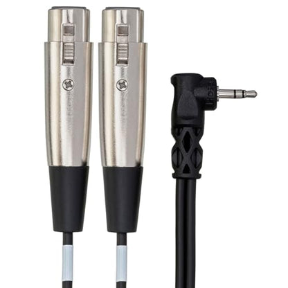 Hosa CYX-402F Microphone Cable - Dual XLR3 Female to Right-angle 3.5mm TRS Male - 2 foot