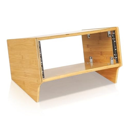 Sound Town DIY 4U Angled Desktop Turret Studio Rack, Solid Carbonized Bamboo, Assembly Required (STBR-4SL) - size: 4U, Angled
