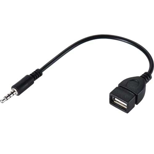 3.5mm (1/8 inch) AUX Audio Plug Male to USB 2.0 Female OTG Adapter Converter Cable for Playing Music with U-Disk in Your Car
