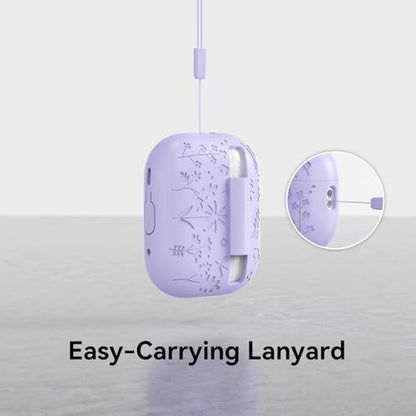 Compatible with AirPods Pro 2 Case USB C, Flower Engraved Cute Silicone Protective Case Cover for Airpods Pro 2nd Generation with Cleaner Kit and Lanyard for Women Girls (Purple) - color: Purple