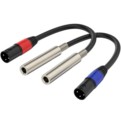 1/4“(6.35 mm) Female to XLR Male 3-Pin Socket Audio Cord, 1.1 Foot, 2 Packs, 6.35mm TRS/TS to XLR Male Adapter, High-Purity 4N OFC Conductors, for Audio Electronic Devices - size: 1.1 foot, style: 1/4 female to XLR male