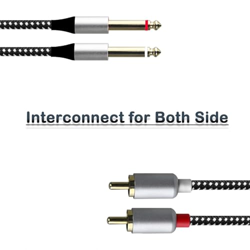6.56FT Dual 1/4 inch TS to Dual RCA, RCA to 1/4, 6.35mm TS to R-CA, 1/4 to R-CA Cable for Audio Player TV Audio Mixer Power Amplifier Speaker Home Theater Aluminum Alloy and Nylon Braided Cover - size: TS+RCA (6.56 ft/2 m)