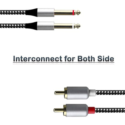 6.56FT Dual 1/4 inch TS to Dual RCA, RCA to 1/4, 6.35mm TS to R-CA, 1/4 to R-CA Cable for Audio Player TV Audio Mixer Power Amplifier Speaker Home Theater Aluminum Alloy and Nylon Braided Cover - size: TS+RCA (6.56 ft/2 m)