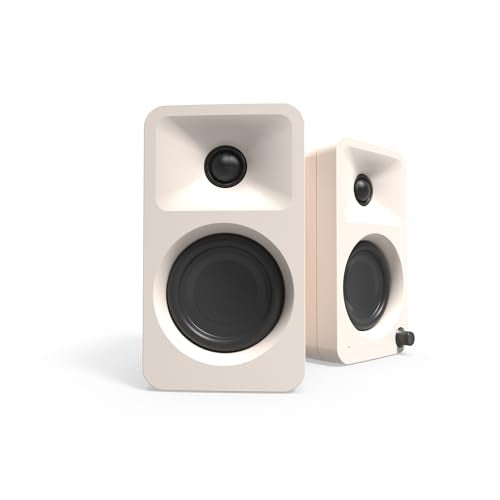 Kanto ORAMC 100W Powered Reference Desktop Computer Speakers with Bluetooth 5.0 and USB-C Input | Bi-Amplified | 100 Hz Automatic Crossover | Reference Quality Sound | Pair | Cream - color: Cream, size: 3" Woofer - 100 Watts
