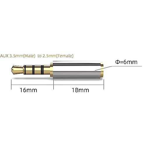 3.5mm Male to 2.5mm Female Stereo Audio Headphone Jack Adapter Converter, Gold Plated (5 Pack) - style: (5 Pack) 3.5mm Male to 2.5mm Female