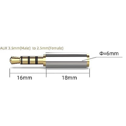 3.5mm Male to 2.5mm Female Stereo Audio Headphone Jack Adapter Converter, Gold Plated (5 Pack) - style: (5 Pack) 3.5mm Male to 2.5mm Female