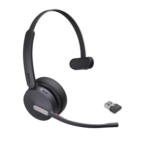 Yealink BH70 Mono Bluetooth Teams Headset with AI Mic for Work from Home PC | 3 Microphone Sound Isolation, Microsoft Teams & Zoom Certified, Compatible with Cisco Zoom Google, 35h Talk, USB-A dongle - color: Black(Mono), style: Teams(USB-A)